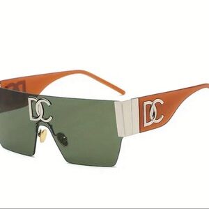 DC Oversized Designer Sunglasses - Orange and Green